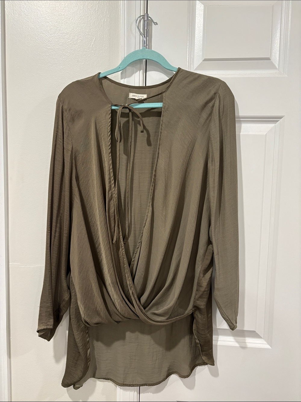 Urban outfitters silence + noise Olive Green V-Neck Blouse